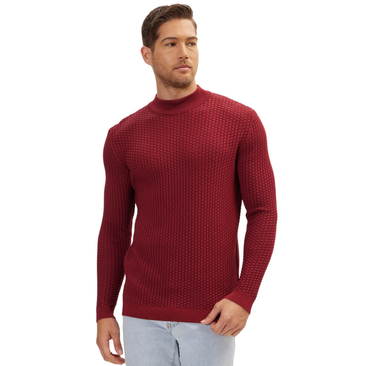 Ron Tomson Mock Neck Sweater - Burgundy