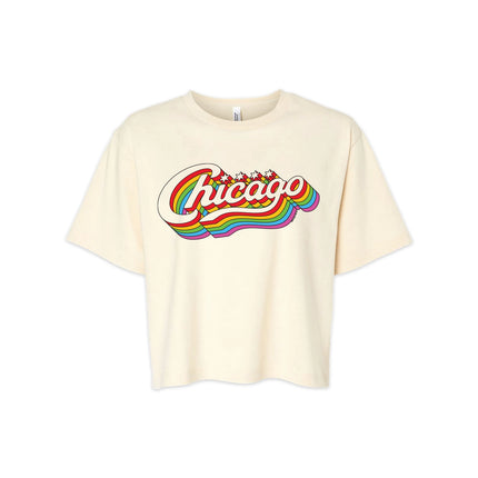 Transit Tees Chicago Rainbow Script Crop top t-shirt