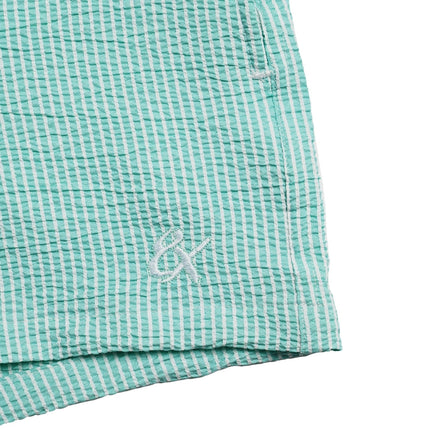 Eight X Sea Glass 4-Inch Seersucker Swim Shorts - Green Stripe