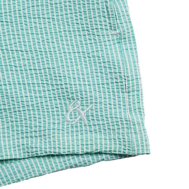 Eight X Sea Glass 4-Inch Seersucker Swim Shorts - Green Stripe