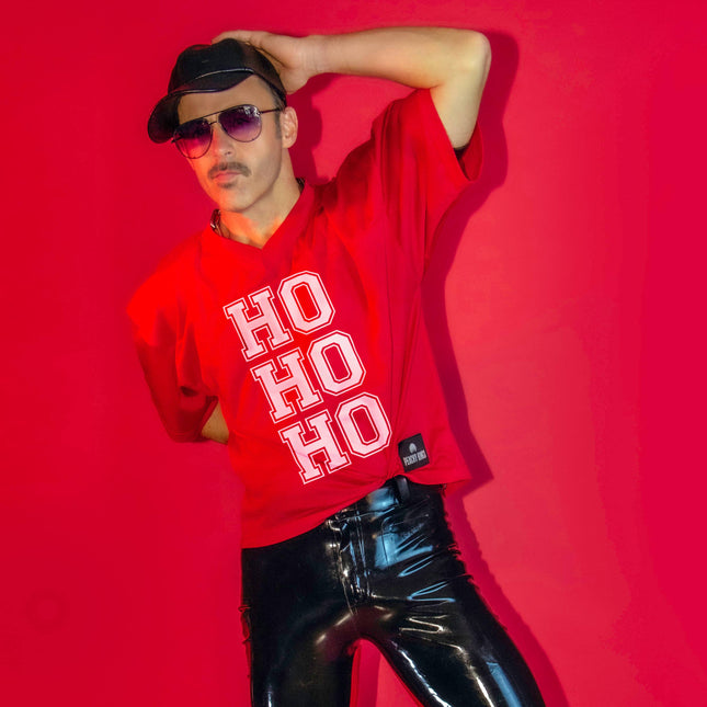 Peachy Kings Ho Ho Ho Mesh Football Jersey - Red