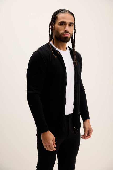 Ron Tomson Full Zip Closure Cardigan - Black