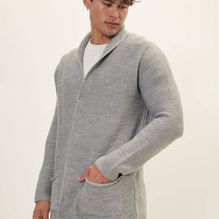Ron Tomson Classic Shawl Lapel Long Cardigan - Grey