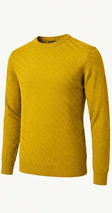Ron Tomson Textured Crew Neck Sweater - Yellow