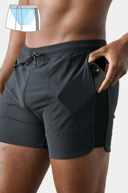 AWRY Edge 4-Inch Shorts W/Mesh Panel - Black