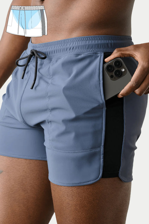 AWRY Edge 4-Inch Shorts W/Mesh Panel - Blue