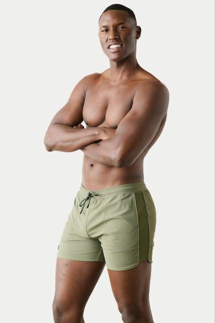 AWRY Edge 4-Inch Shorts W/Mesh Panel - Moss Green