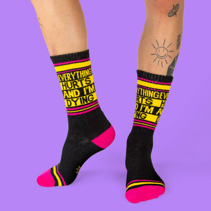 Gumball Poodle Everything Hurts and I'm Dying Gym Crew Socks