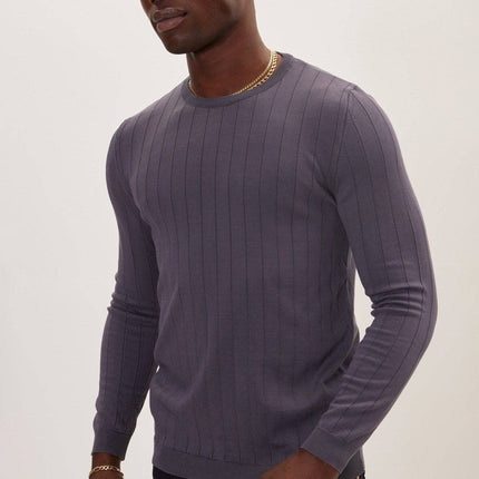 Ron Tomson Slip-Stitch Crew Neck Sweater - Anthracite