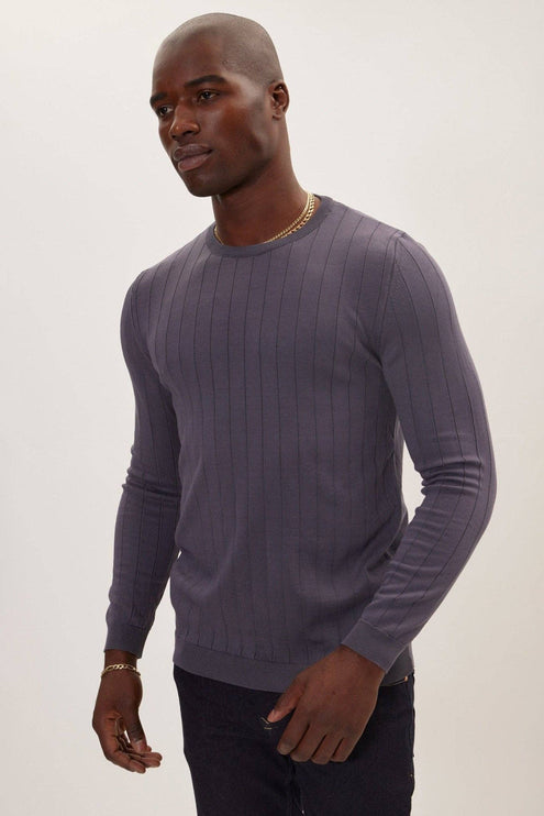 Ron Tomson Slip-Stitch Crew Neck Sweater - Anthracite