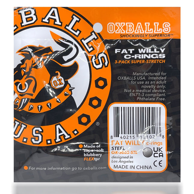 Oxballs Fat Willy "Fuck" Cockring 3-Pack - Steel