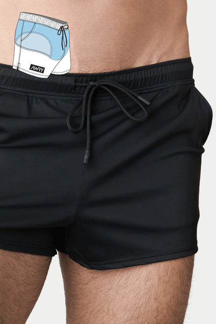 AWRY Hybrid 2.5-Inch Swim Gym Shorts - Black