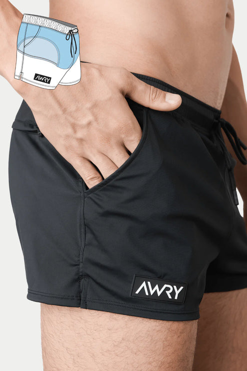 AWRY Hybrid 2.5-Inch Swim Gym Shorts - Black