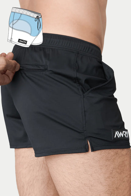 AWRY Hybrid 2.5-Inch Swim Gym Shorts - Black