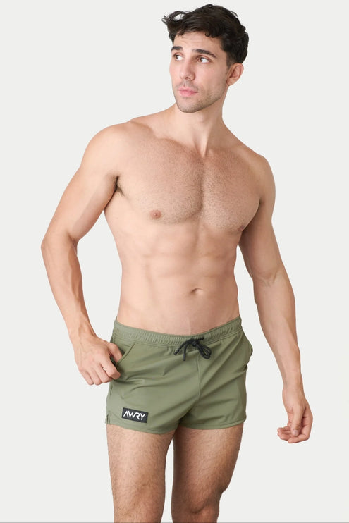 AWRY Hybrid 2.5-Inch Swim Gym Shorts - Moss Green