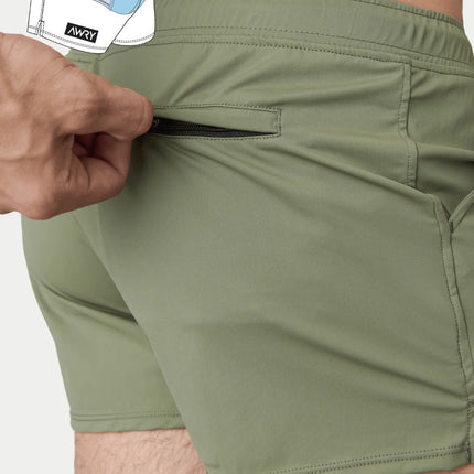 AWRY Hybrid 2.5-Inch Swim Gym Shorts - Moss Green