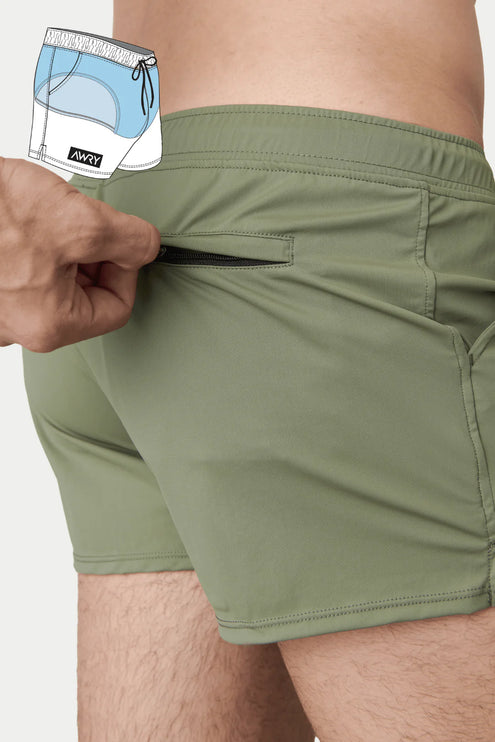 AWRY Hybrid 2.5-Inch Swim Gym Shorts - Moss Green