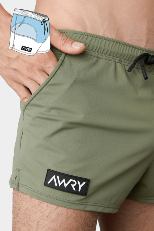AWRY Hybrid 2.5-Inch Swim Gym Shorts - Moss Green