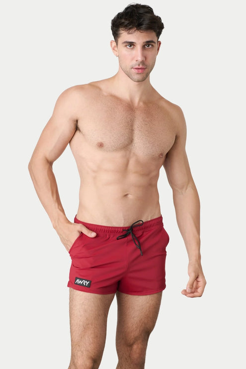 AWRY Hybrid 2.5-Inch Swim Gym Shorts - Ruby