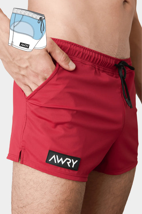 AWRY Hybrid 2.5-Inch Swim Gym Shorts - Ruby