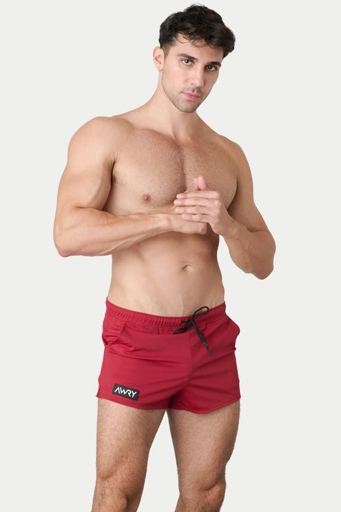 AWRY Hybrid 2.5-Inch Swim Gym Shorts - Ruby