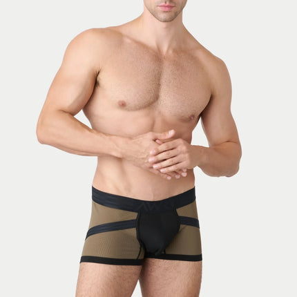 AWRY Lift Mesh Boxer W/Built-In Jockstrap - Moss Green