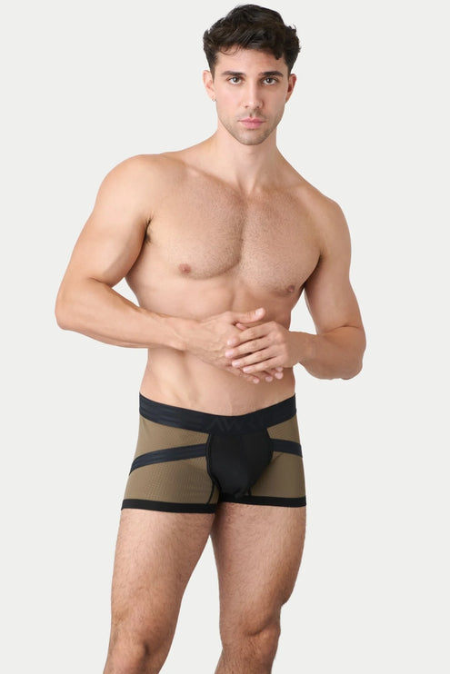 AWRY Lift Mesh Boxer W/Built-In Jockstrap - Moss Green