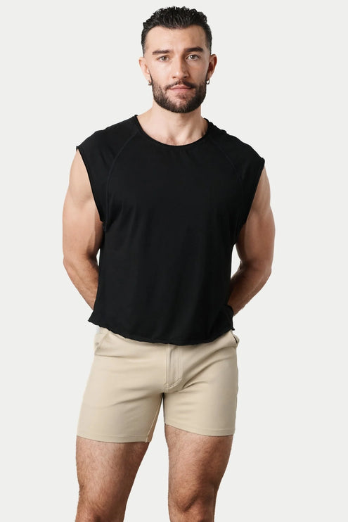 AWRY Raw Cropped T-Shirt - Black