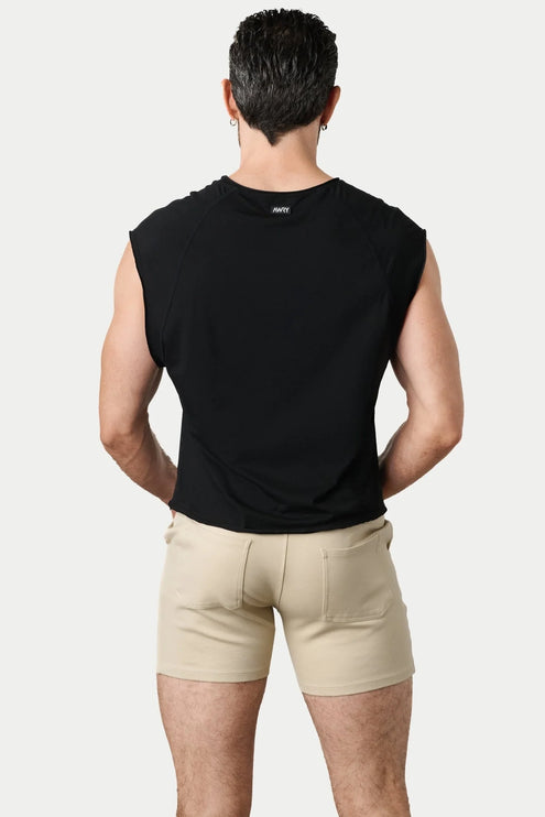 AWRY Raw Cropped T-Shirt - Black