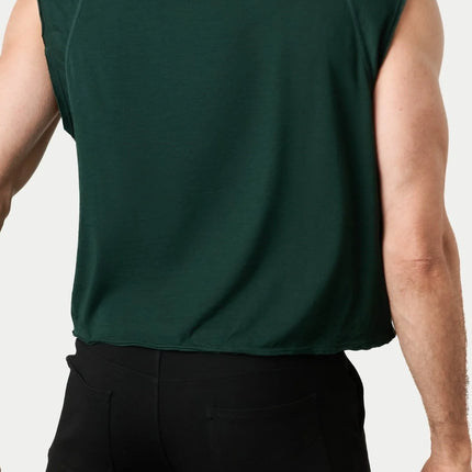 AWRY Raw Cropped T-Shirt - Dark Green