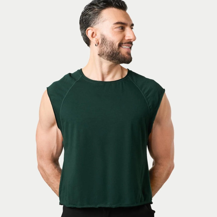 AWRY Raw Cropped T-Shirt - Dark Green