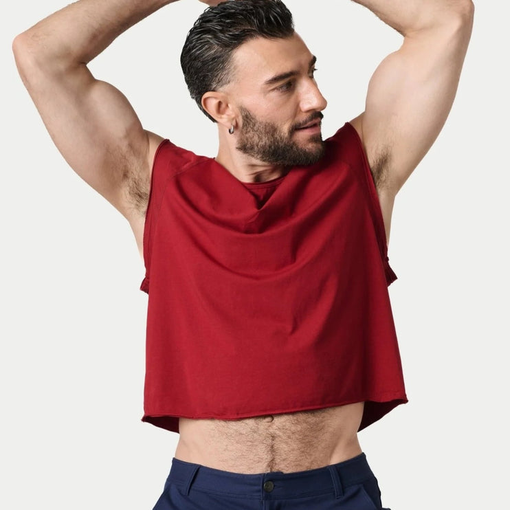 AWRY Raw Cropped T-Shirt - Ruby