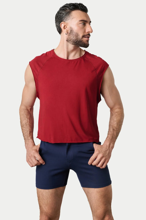 AWRY Raw Cropped T-Shirt - Ruby