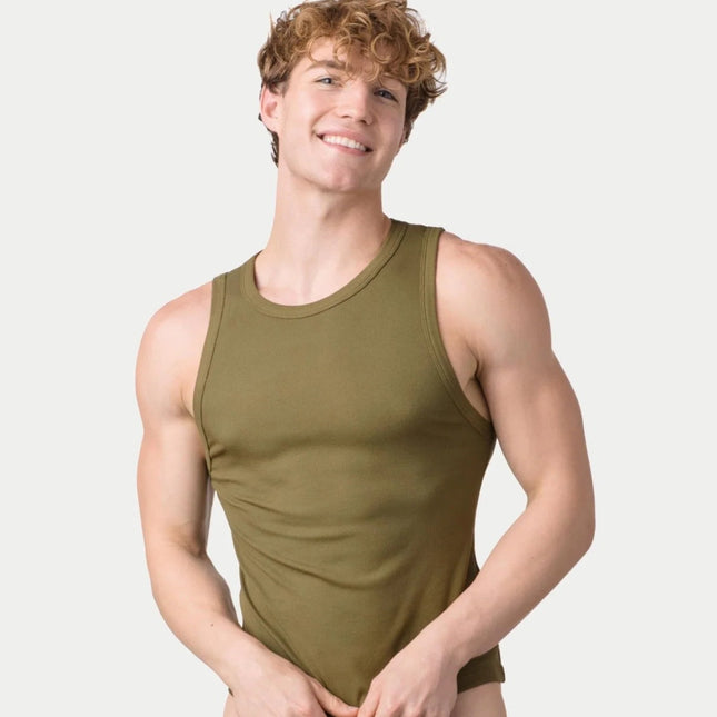AWRY Ribbed Slim-Fit Tank - Army Green
