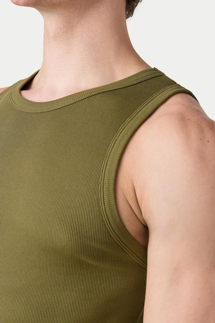 AWRY Ribbed Slim-Fit Tank - Army Green