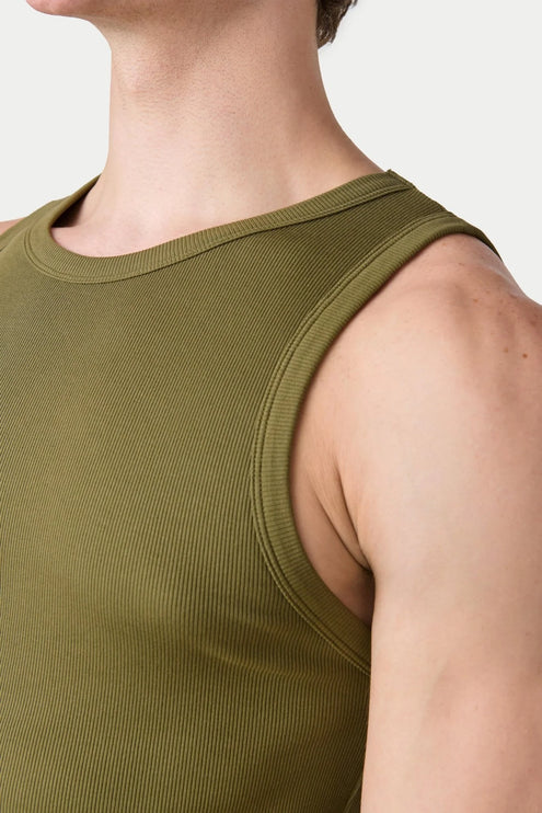 AWRY Ribbed Slim-Fit Tank - Army Green