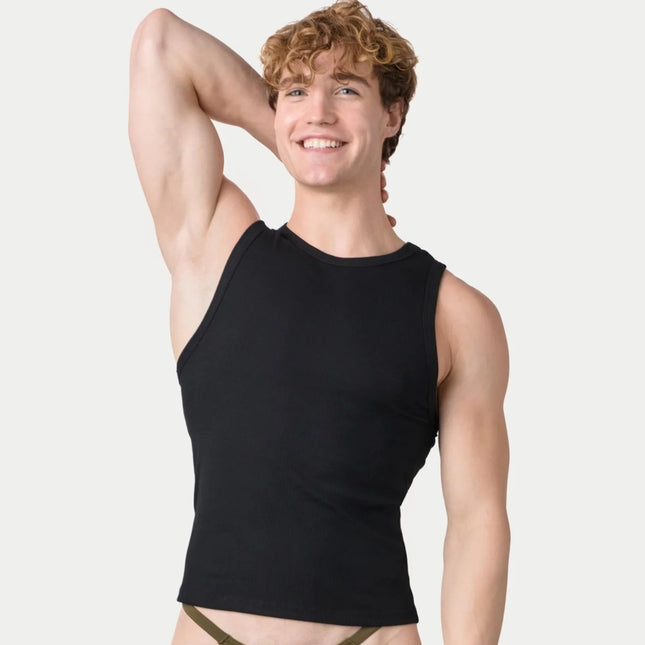 AWRY Ribbed Slim-Fit Tank - Black