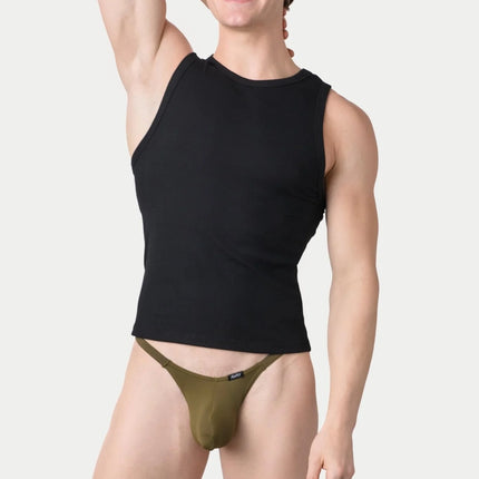 AWRY Ribbed Slim-Fit Tank - Black