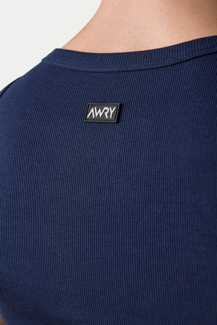 AWRY Ribbed Slim-Fit Tank - Navy