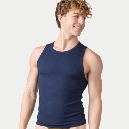 AWRY Ribbed Slim-Fit Tank - Navy