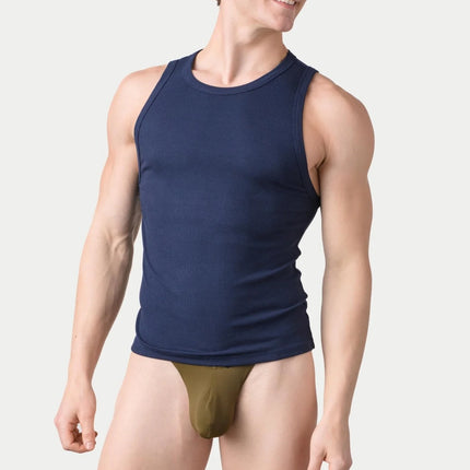 AWRY Ribbed Slim-Fit Tank - Navy