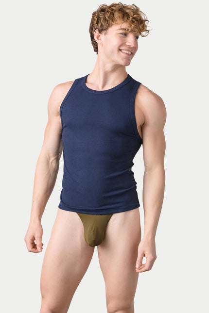 AWRY Ribbed Slim-Fit Tank - Navy