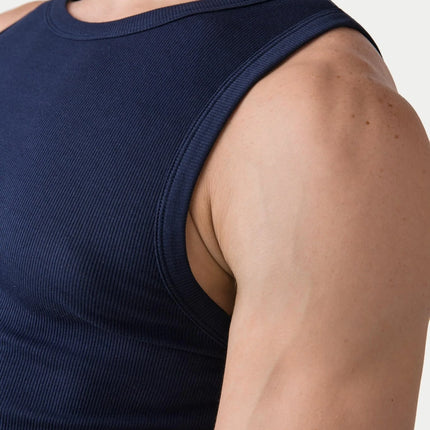 AWRY Ribbed Slim-Fit Tank - Navy