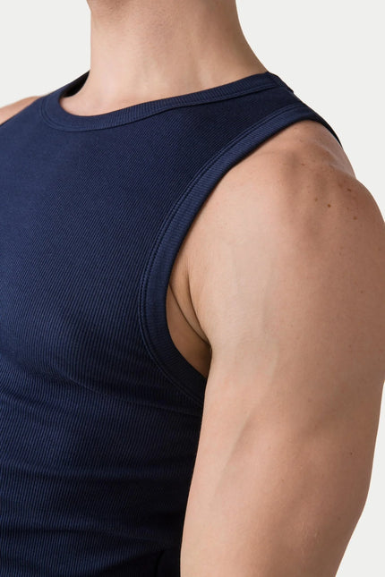 AWRY Ribbed Slim-Fit Tank - Navy