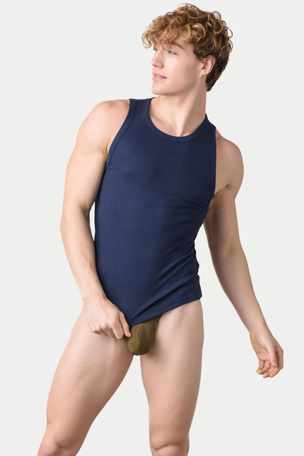 AWRY Ribbed Slim-Fit Tank - Navy