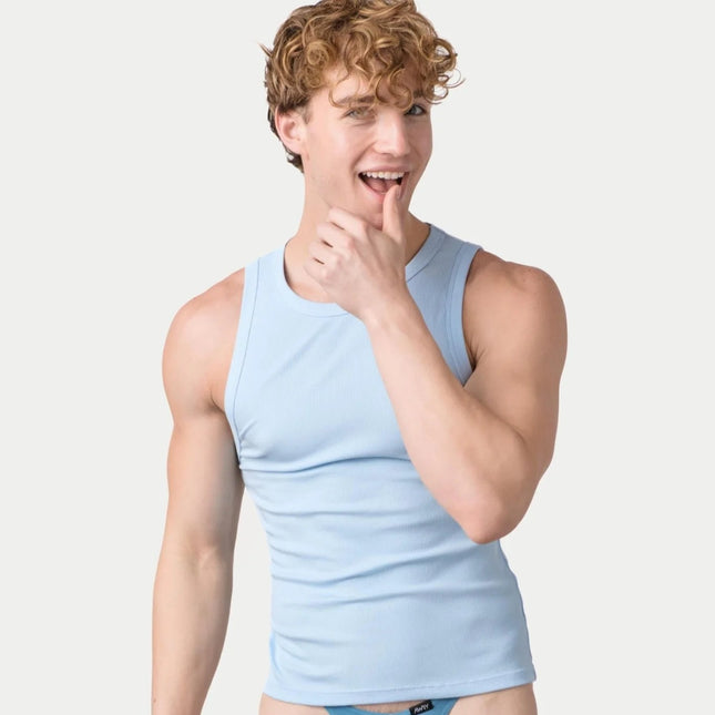 AWRY Ribbed Slim-Fit Tank - Sky Blue