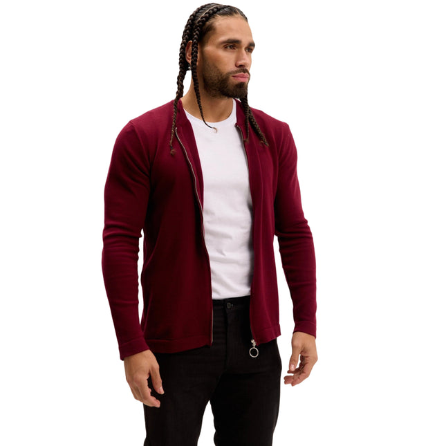 Ron Tomson Full Zip Closure Cardigan - Burgundy