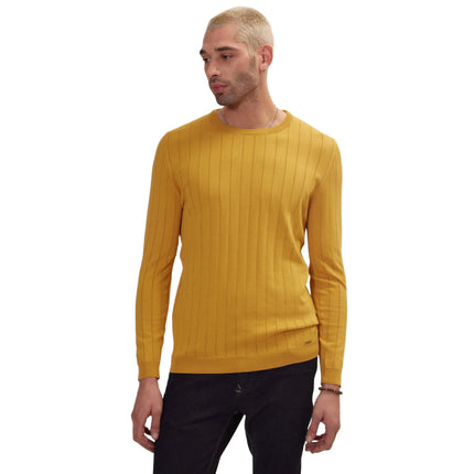 Ron Tomson Slip-Stitch Crew Neck Sweater - Mustard