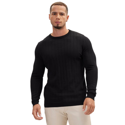 Ron Tomson Slip-Stitch Crew Neck Sweater - Black