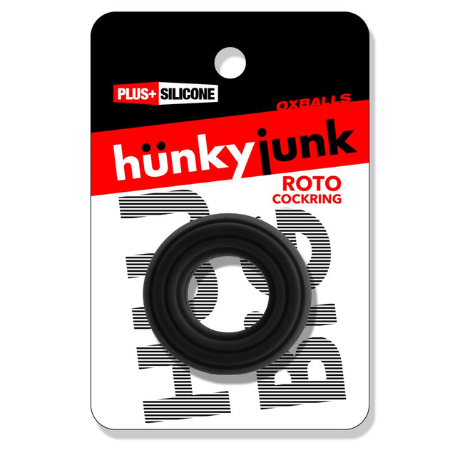 HUJ Roto Groovy Rim Cockring Ballstretcher - Black